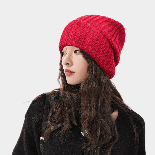 Winter New Women's Light board knitted hat versatile fashion solid color round top hat ins girls face-looking small casual hat