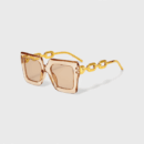 European and American frame chain sunglasses 2024 new trend large frame street shot sunglasses personalized sunglasses concave shape