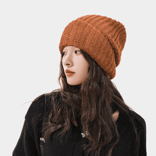 Winter New Women's Light board knitted hat versatile fashion solid color round top hat ins girls face-looking small casual hat