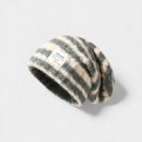 New Korean-style striped knitted hat women's autumn and winter thick warm face small pile hat big head circumference wool hat