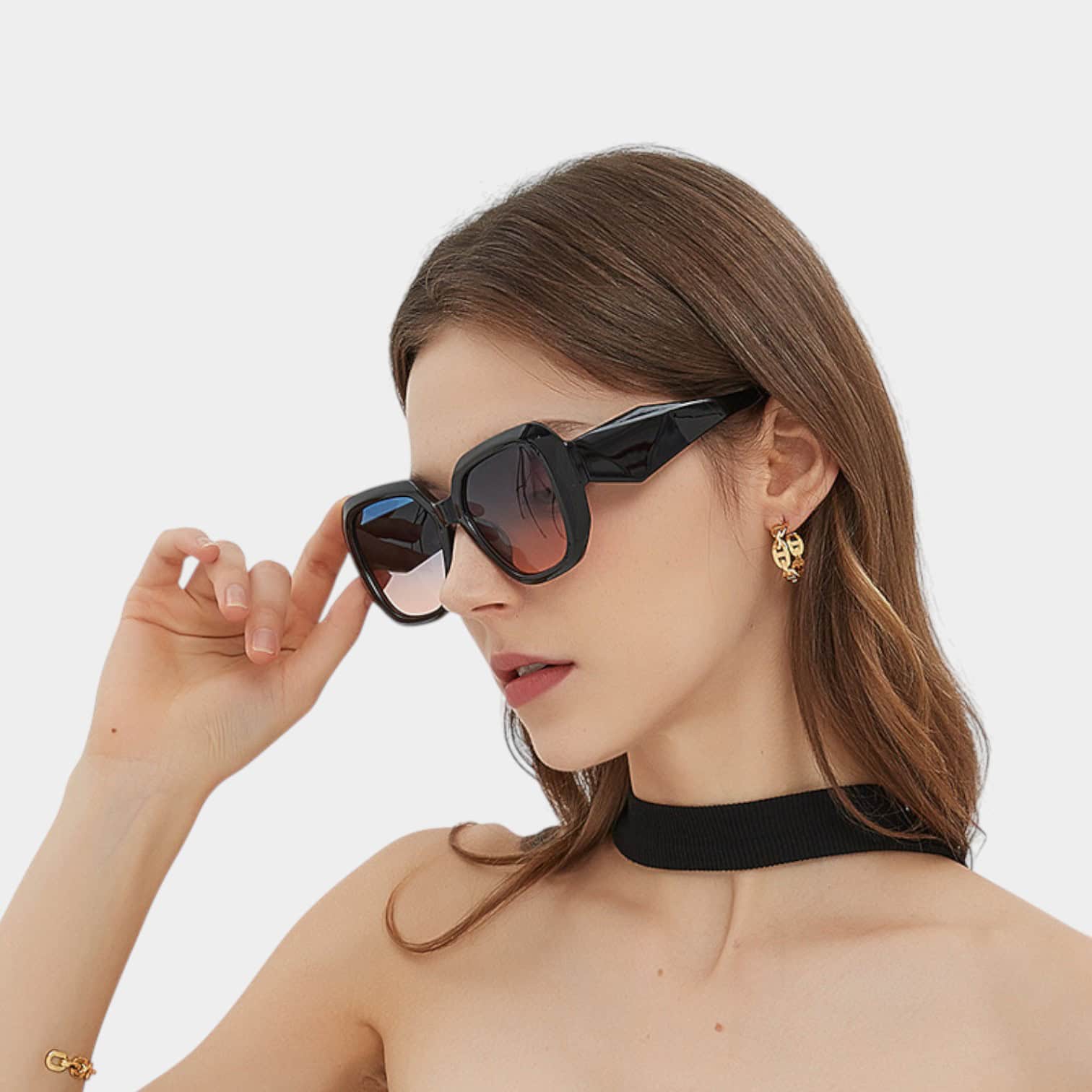 Elegant oval niche 5471 large frame hot girl sunglasses hip hop UV protection fashion Korean style sun-proof sunglasses