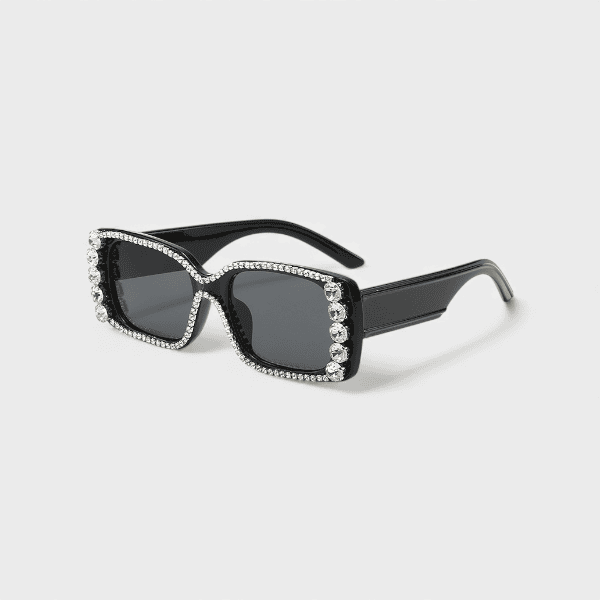 Women's retro square diamond-embedded personalized avant-garde exaggerated glasses rhinestone handmade simple Lady Sun-proof sunglasses