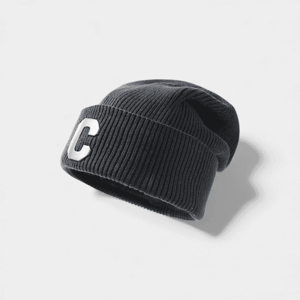 Autumn and Winter knitted hat solid color simple men's casual hat trendy all-match wool hat metal C standard Korean style cold hat