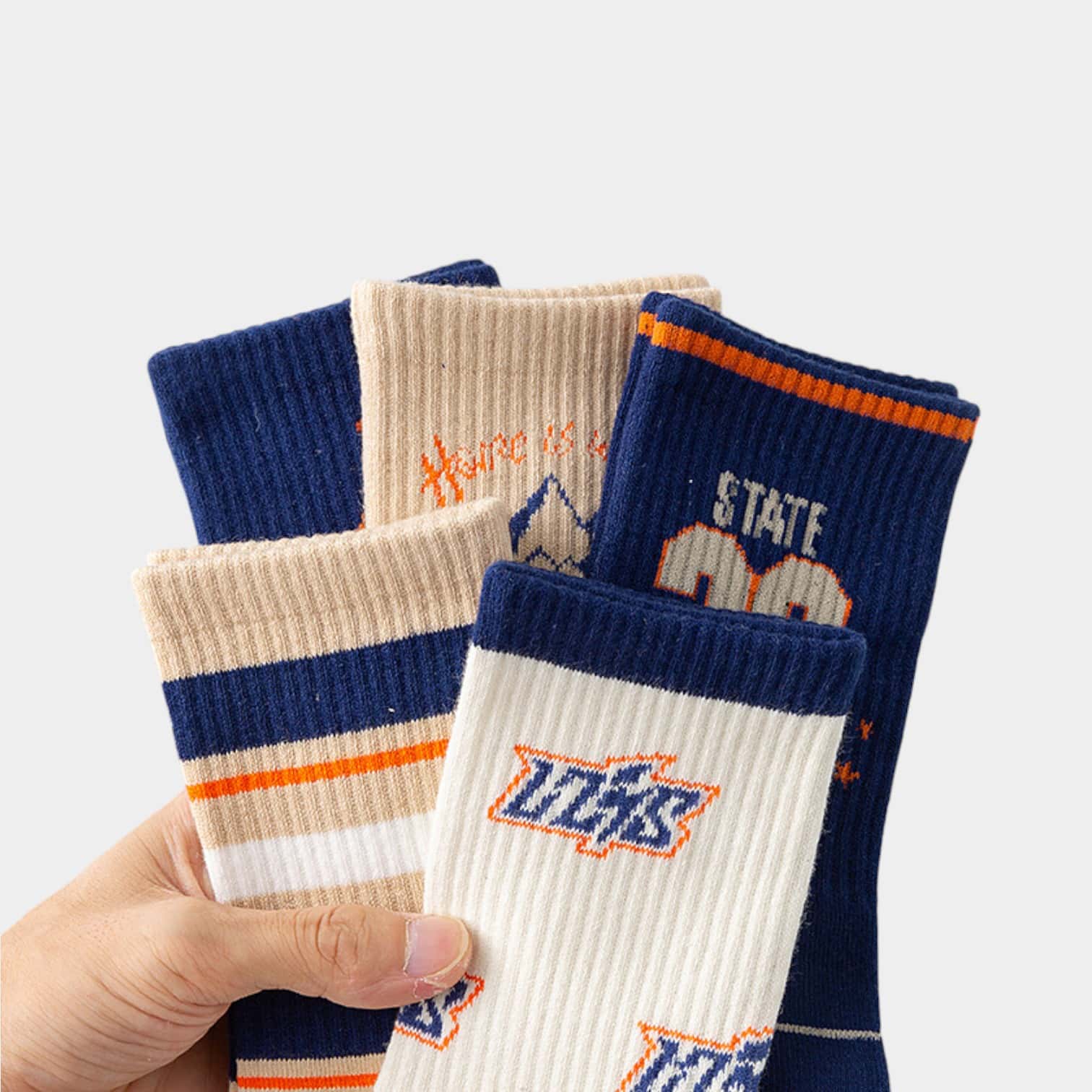 Socks Men's Spring and Autumn Mid-length Stockings Pure Cotton Odor-proof Sports Sweat-absorbent Junior High School Students Trendy Boys Stockings