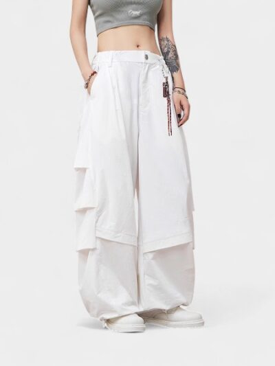 OREETA Fun Star Hanging Ornaments Loose Straight Overalls Trendy Brand Deconstruction Design Wide Leg Casual Pants for Men and Women