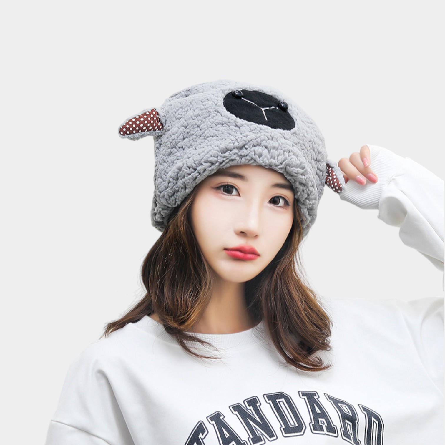 Sheep has a sheep Net Red Hat female winter Japanese sweet cute ears warm lamb plush pullover hat children