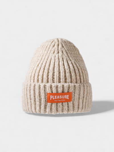 South Korea Net red face small thick needle cloth label knitted hat female winter outdoor thickened warm pullover wool hat tide