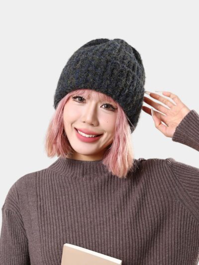 Autumn and Winter woolen hat women's Korean-style fashion pile hat big head circumference outdoor cold-proof warm knitted hat trendy cold hat