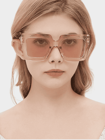 European and American frame chain sunglasses 2024 new trend large frame street shot sunglasses personalized sunglasses concave shape