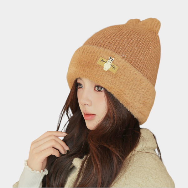South Korea winter New cute cartoon rabbit ears thickened knitted hat girls age-reducing warm ear protection wool hat