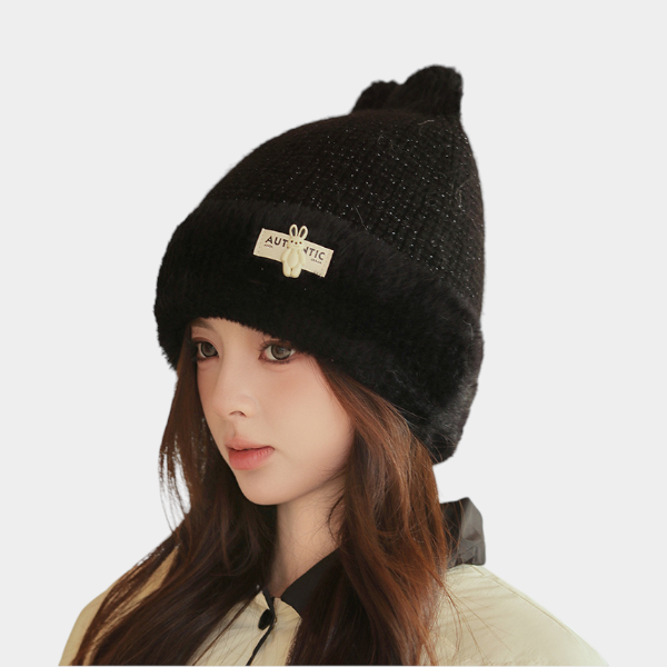 South Korea winter New cute cartoon rabbit ears thickened knitted hat girls age-reducing warm ear protection wool hat