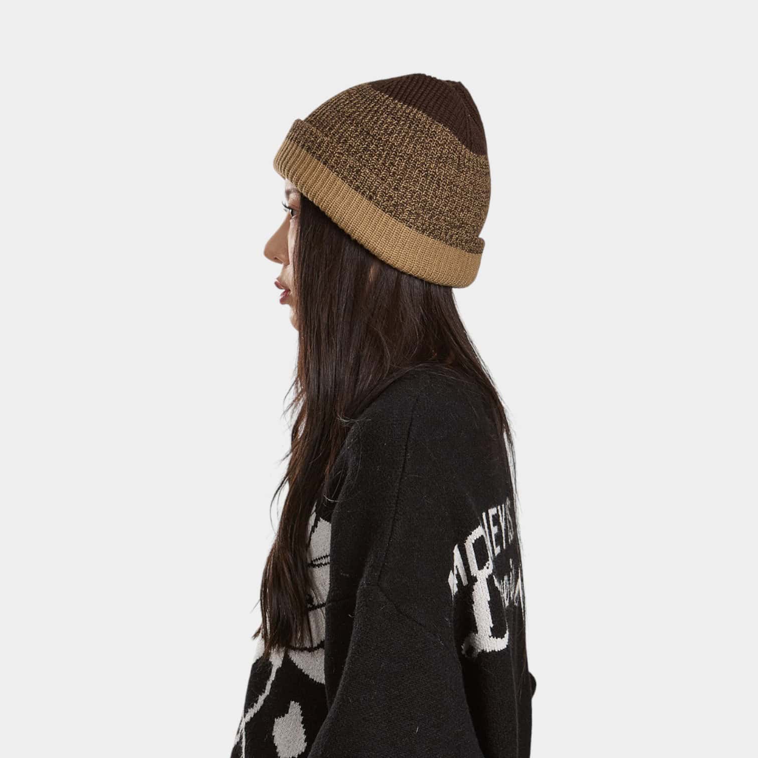 Cross-border wholesale recycled environmental protection in stock cold hat autumn and winter flanging warm knitted hat men and women fashion outdoor wool hat