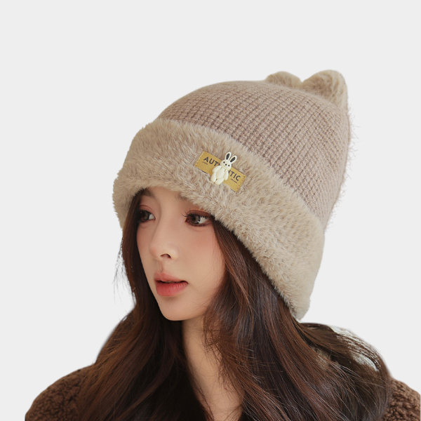 South Korea winter New cute cartoon rabbit ears thickened knitted hat girls age-reducing warm ear protection wool hat