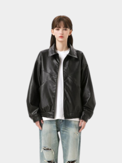 Women's Oversized Long sleeves Leather Jacket