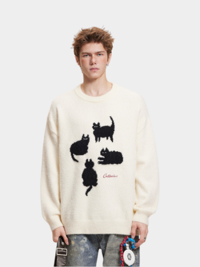 Unisex Animal print Long sleeves Knitted Jumper