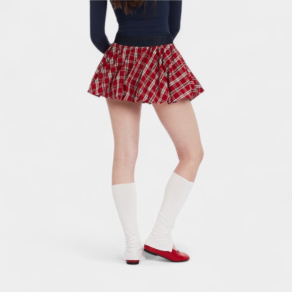 Women's Checked pattern Pleated Skirt - Image 4