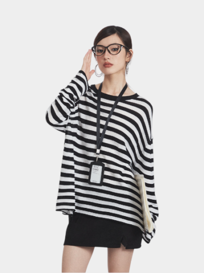 Women's Striped pattern Long sleeves T-Shirt