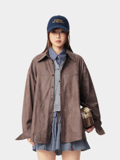 Women's Oversized Long sleeves Leather Jacket