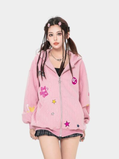 Women's Artistic print Long sleeves Zip up Jacket