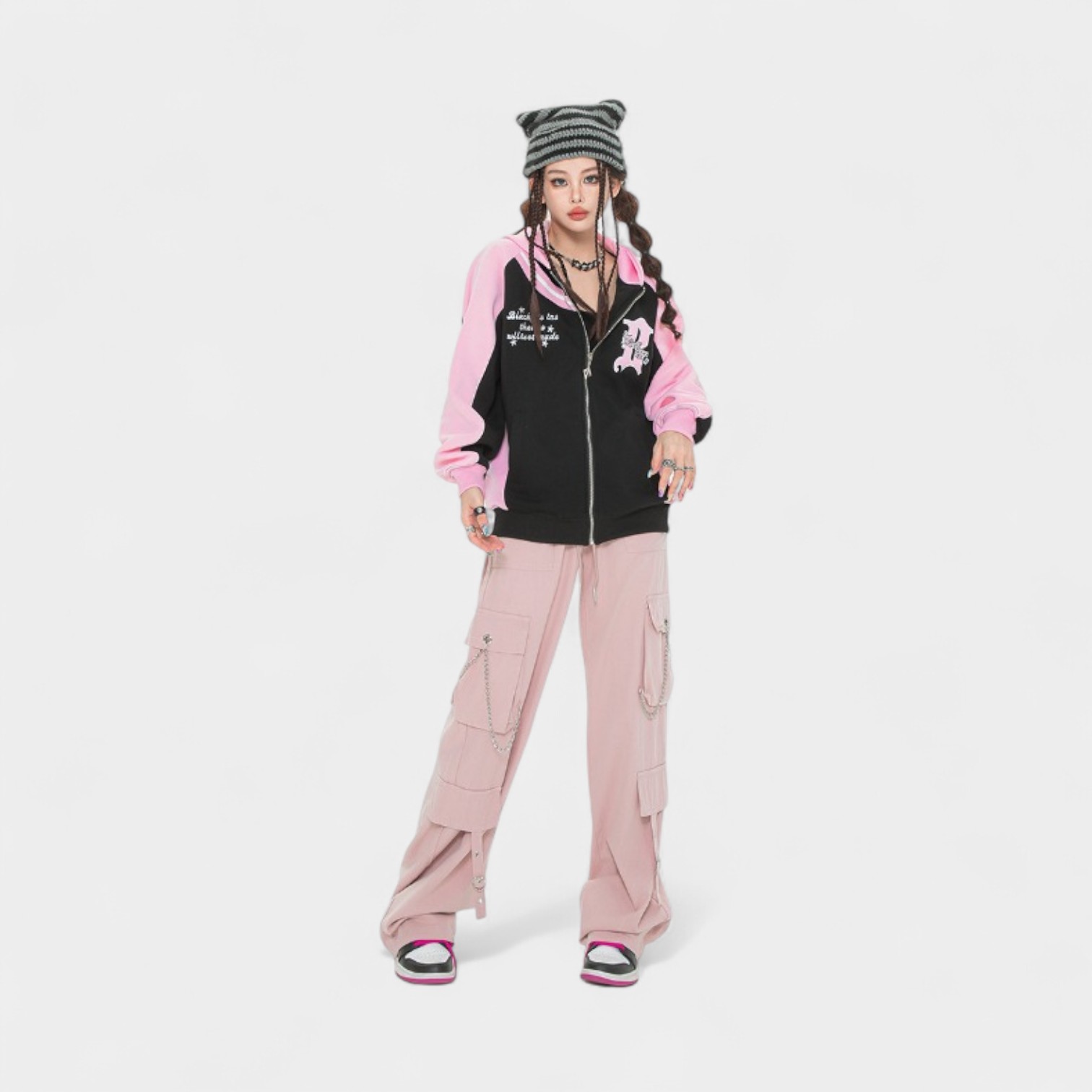 Women's Text print Long sleeves Zip up Jacket - Image 2