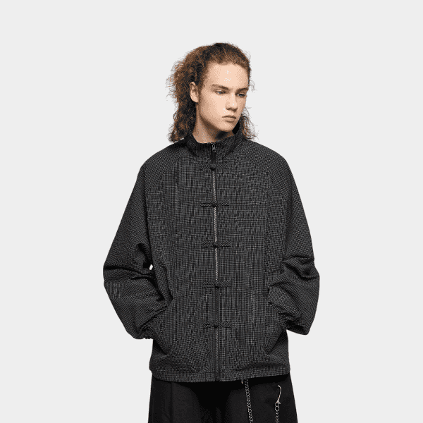 Men's Checked pattern Long sleeves Windbreaker - Image 6