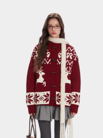 Women's Animal print Long sleeves Knitted Jumper