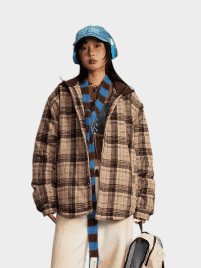 Women's Checked pattern Long sleeves Coat