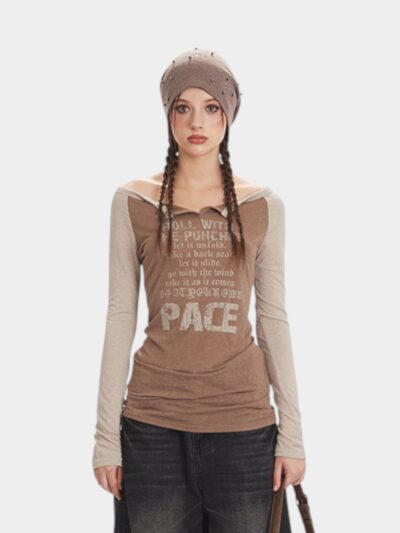 Women's Text print Long sleeves T-Shirt