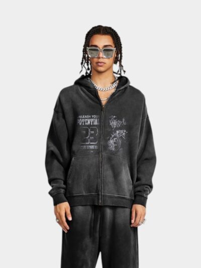 Unisex Artistic print Long sleeves Zip up Jacket