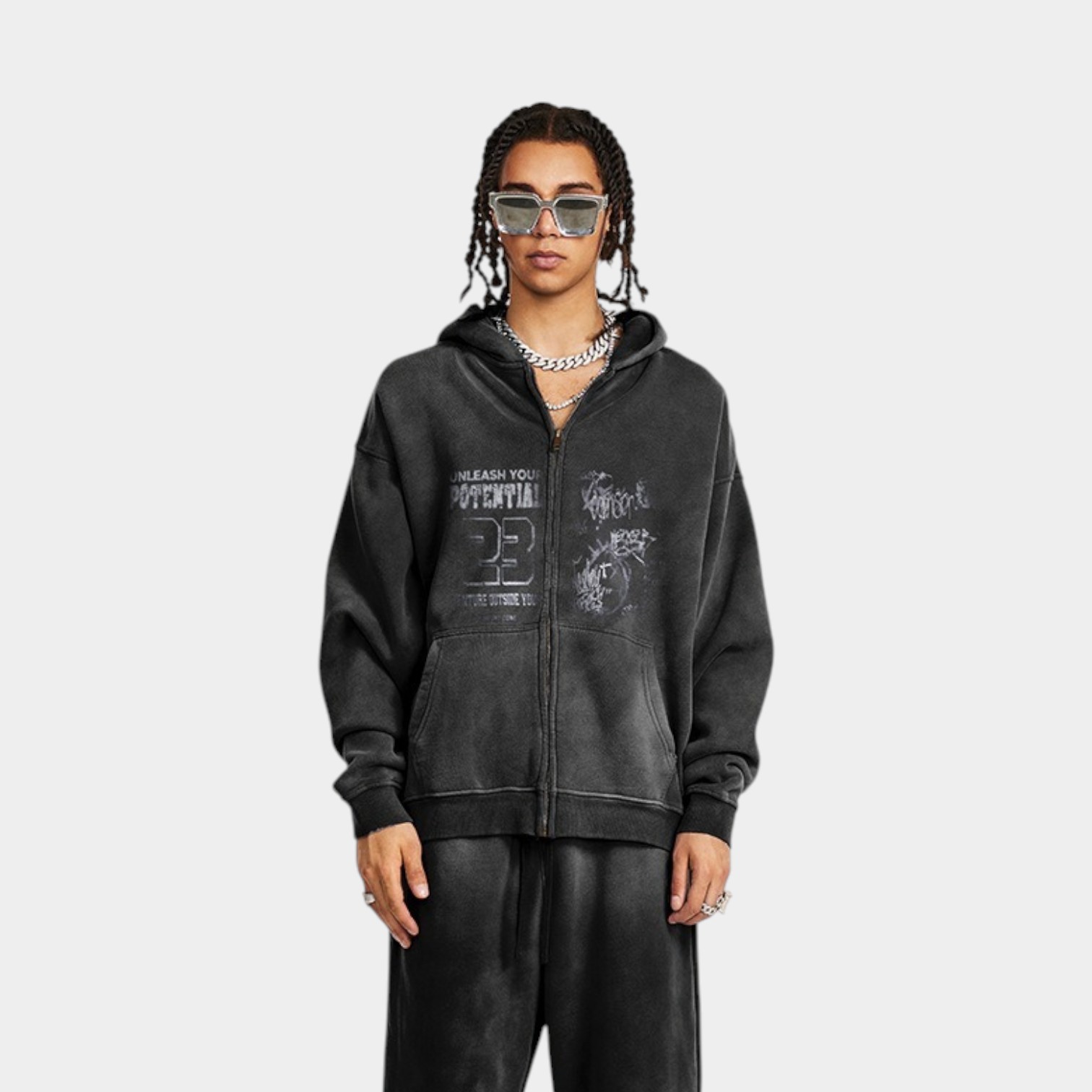 Unisex Artistic print Long sleeves Zip up Jacket