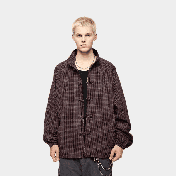 Men's Checked pattern Long sleeves Windbreaker