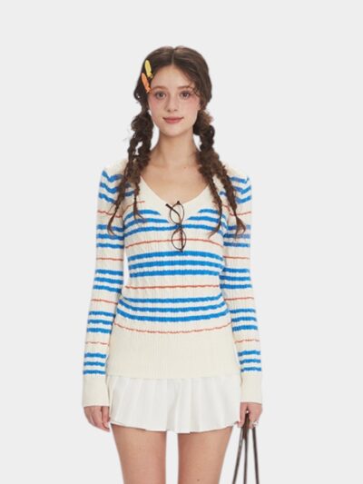 Women's Striped pattern Long sleeves Knitted Jumper