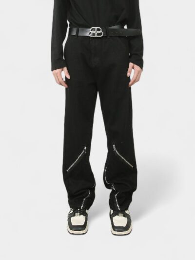 nirben Denim | American high street hiphop zipper decorative straight pants men's ins fashion brand design pants