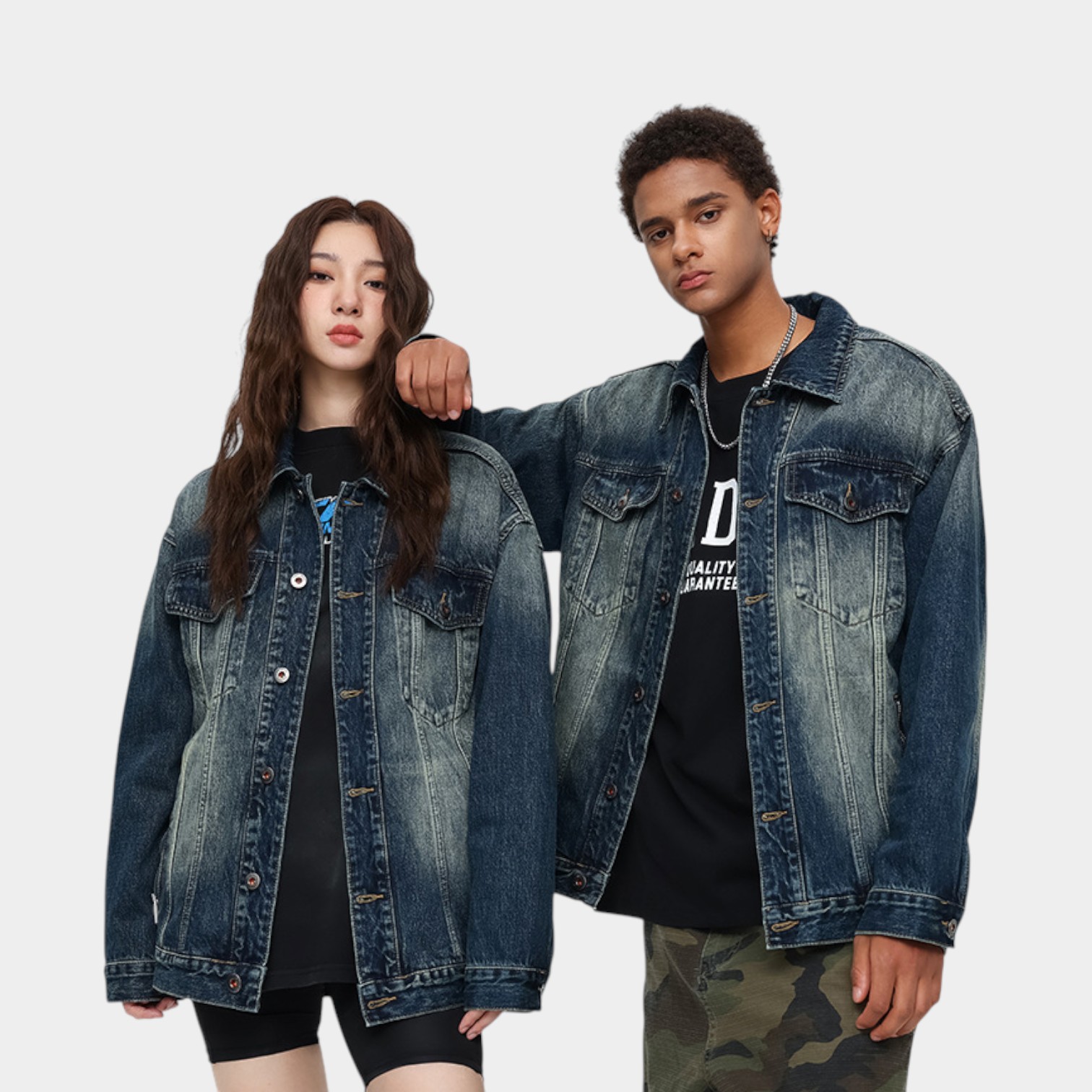 Laike Men's American Street Denim Spring & Fall Trendyy Gradient Loose Denim Jacket Men's High-End Denim Jacket