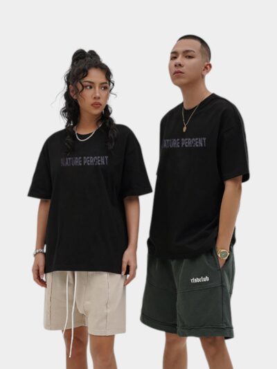 Rfsd Men's Wear | White Ink Sunset Printed Short-Sleeved 2023 Summer New Street Fashion Brand Loose T-Shirt Men's Off-Shoulder Style