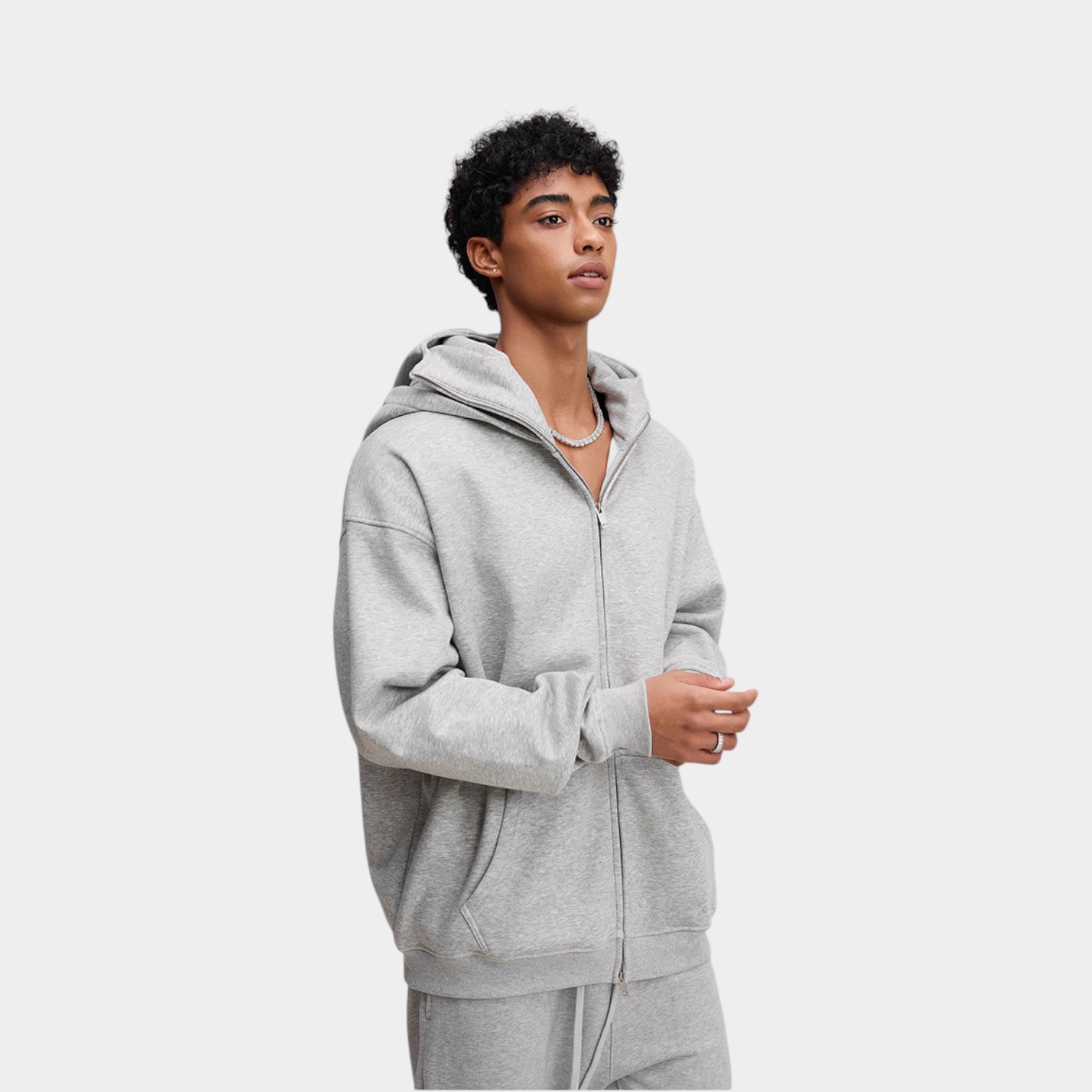 Men's Oversized Long sleeves Zip up Jacket - Image 2