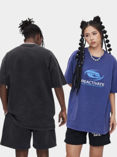 RFSD Men's | Bajiaping for the new tide brand 250G double yarn cotton short sleeve men's T-shirt solid color FOG loose T-shirt