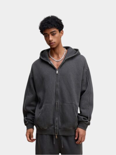 Men's Oversized Long sleeves Zip up Jacket