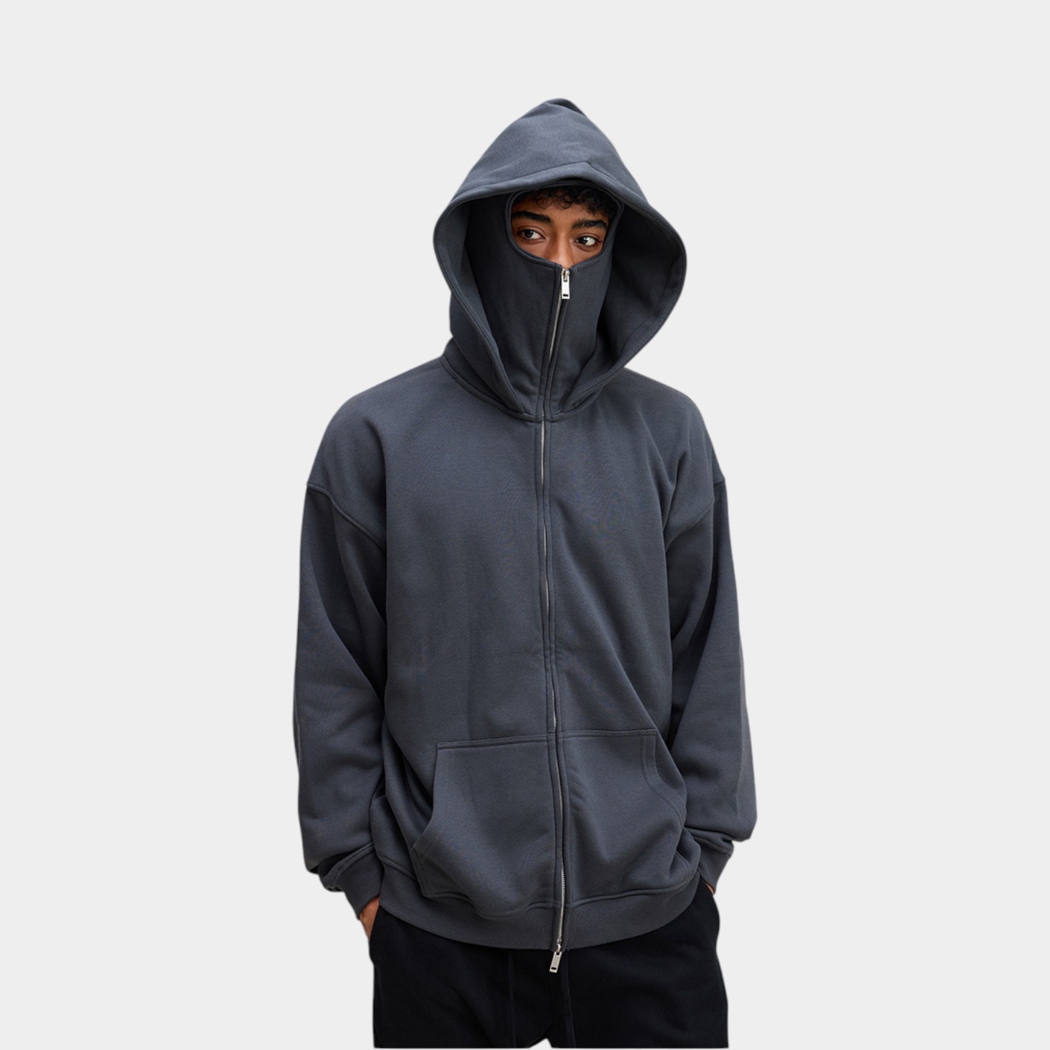 Men's Oversized Long sleeves Zip up Jacket - Image 3