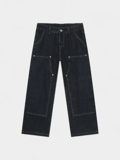 Nirben Denim | Primary Color Retro Logging Tooling Jeans Men's American High Street Fashion Brand Loose Straight Pants