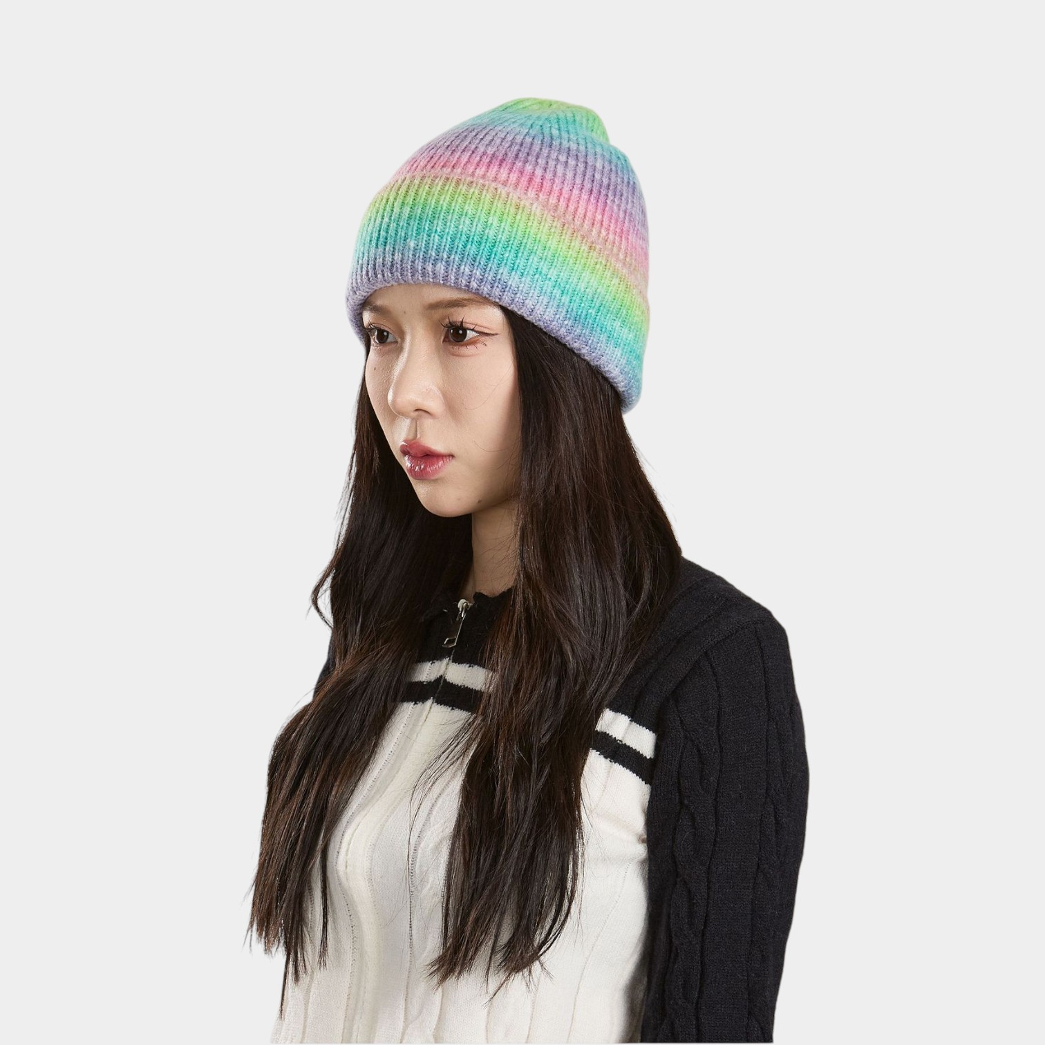 Women's Colour gradient pattern Beanie - Image 4